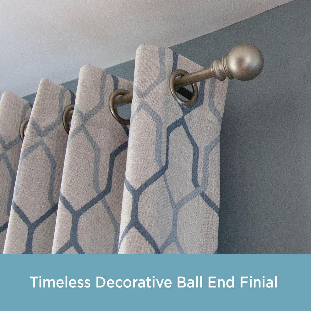 KenneyÂ® Bryce 3/4" Decorative Bay Window Double Curtain Rod, Brushed Nickel