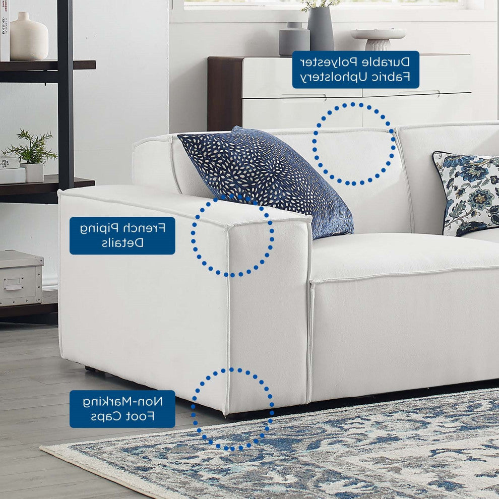 Sectional Sofa Set, Fabric, White, Modern, Living Lounge Hotel Lobby Hospitality