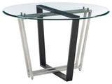 Devi 48 Round Dining Table in Brushed Stainless Steel