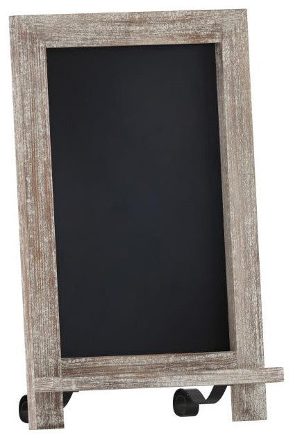 Canterbury Magnetic Chalkboard WithMetal Scrolled Legs, Hang or Countertop Board, Weathered Brown