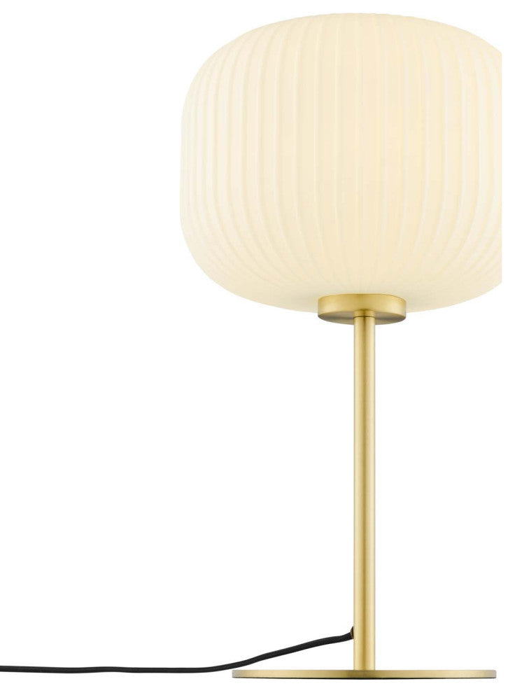 Table Lamp, White Gold, Glass, Modern, Mid Century Cafe Bistro Hospitality
