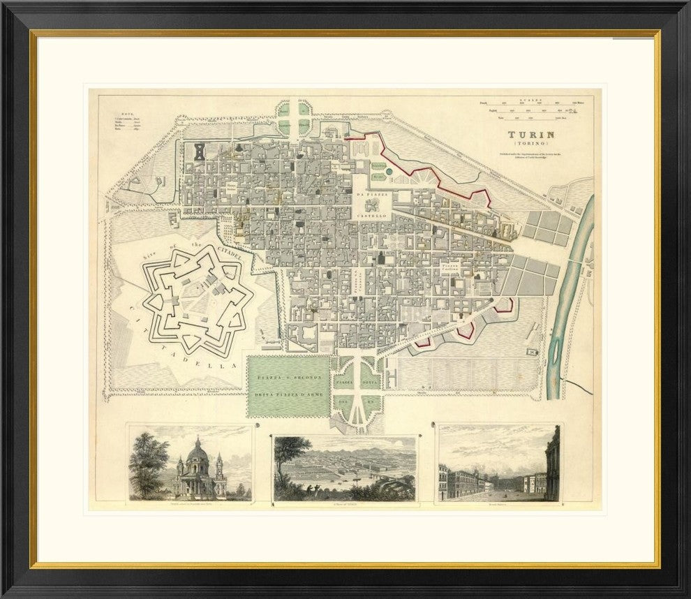 "Turin, Italy, 1833"  by Society for the Diffusion of Useful Knowledge, 40x35"