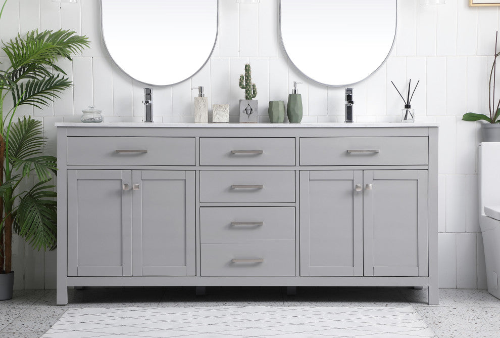 72" Double Bathroom Vanity, Grey