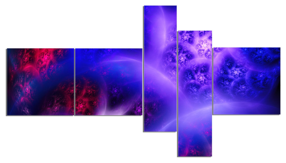 Bright Blue Magic Stormy Sky, Abstract Canvas Art Print, 60"x32", 5 panels
