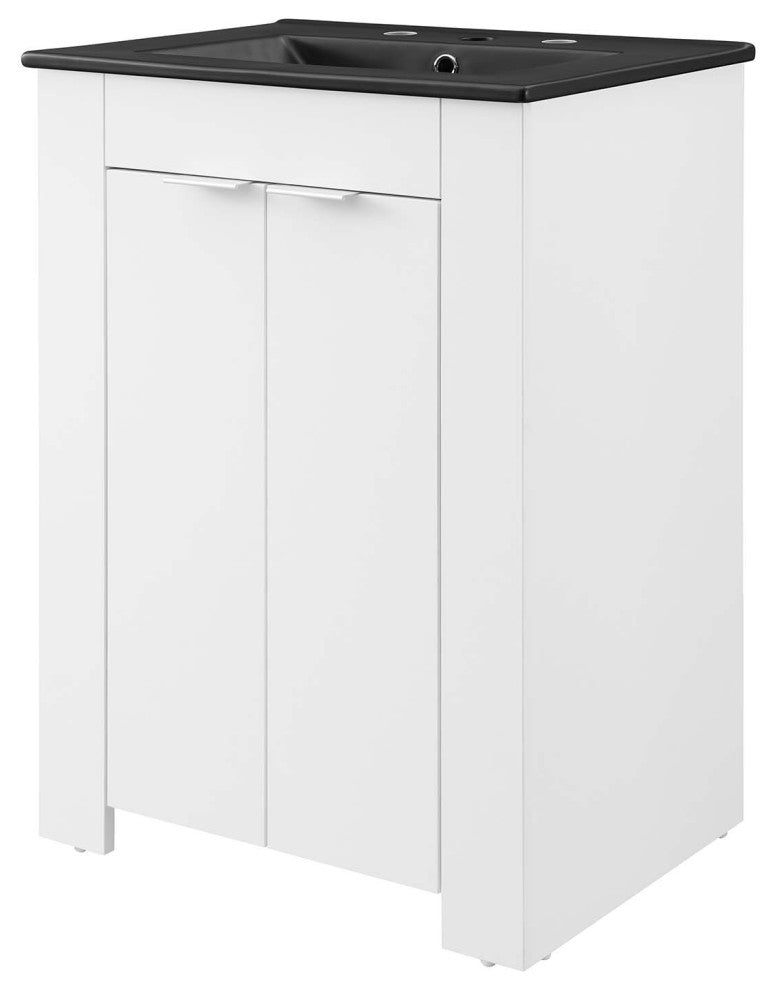 Sink Vanity Cabinet, Melamine, White Black, Modern, Hotel Bedroom Bathroom