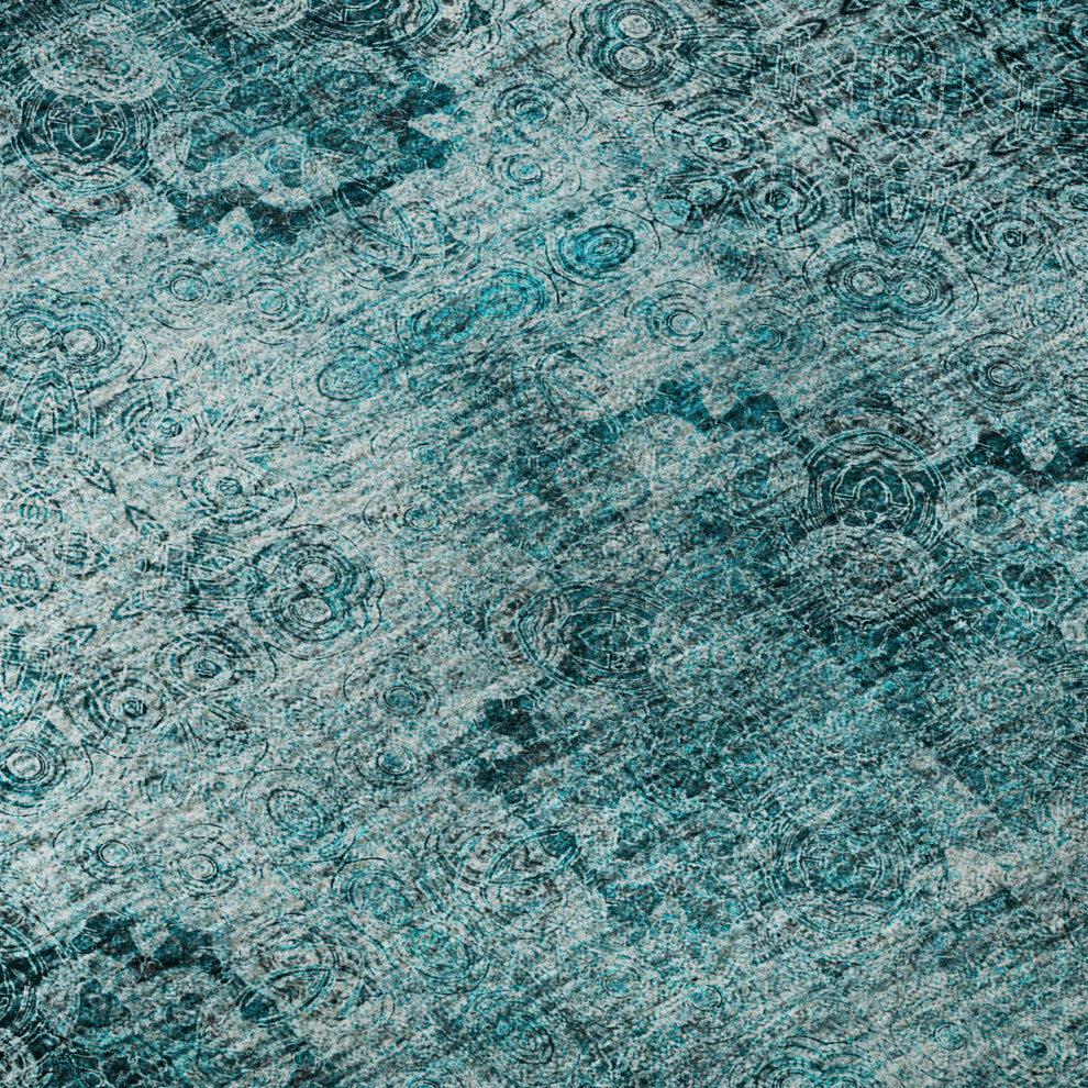 Premium Machine Washable Mayfield AMF557 Teal 10' x 14' Rug