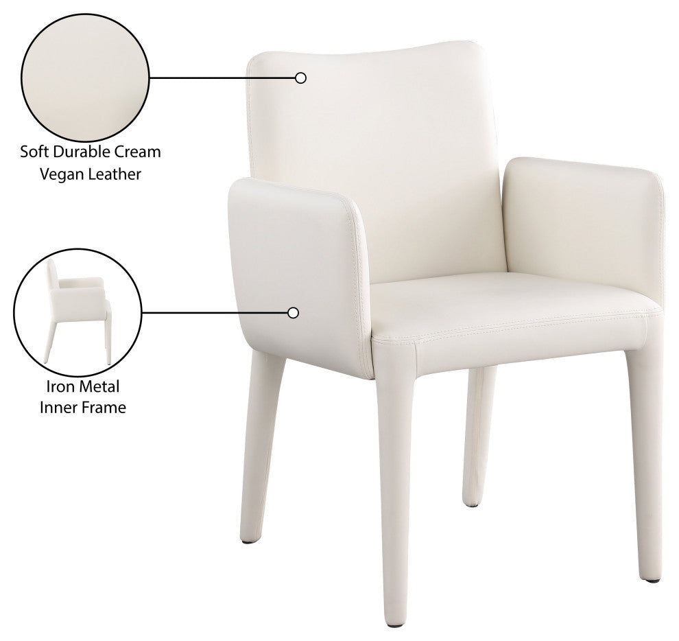 Pelle Faux Leather Accent/Dining Chair, Cream