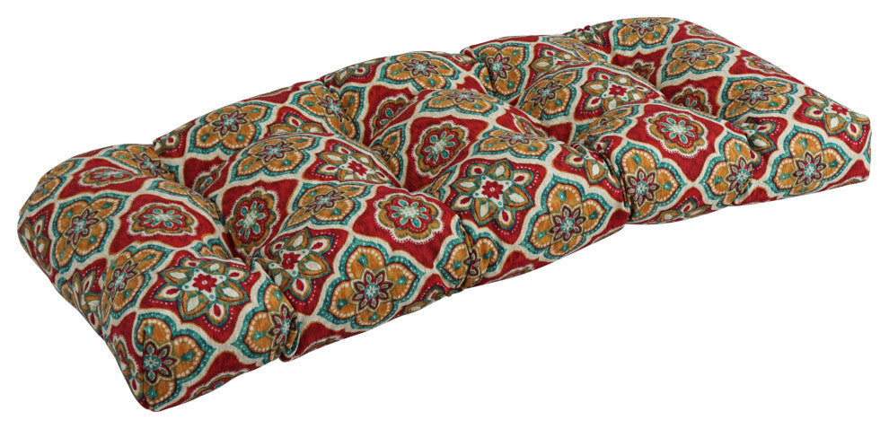 42"X19" U-Shaped Patterned Polyester Tufted Settee/Bench Cushion, Adonis Jewel