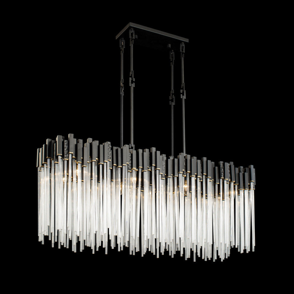 Matrix 8-Lt Linear Pendant - Matte Black/French Gold