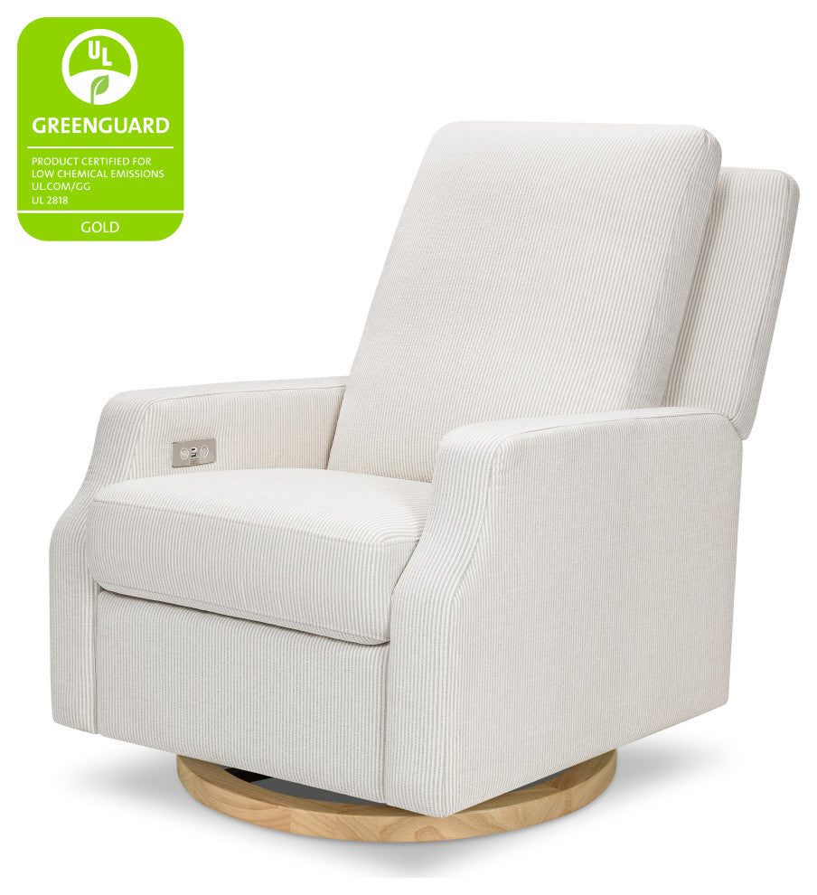 Crewe Electronic Recliner and Swivel Glider, Fog Chatham Stripe Performance Eco-Weave