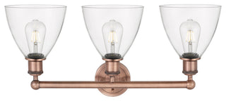 Bristol Glass 3-Light 26" Bath Vanity Light, Antique Copper Finish, Clear Shade