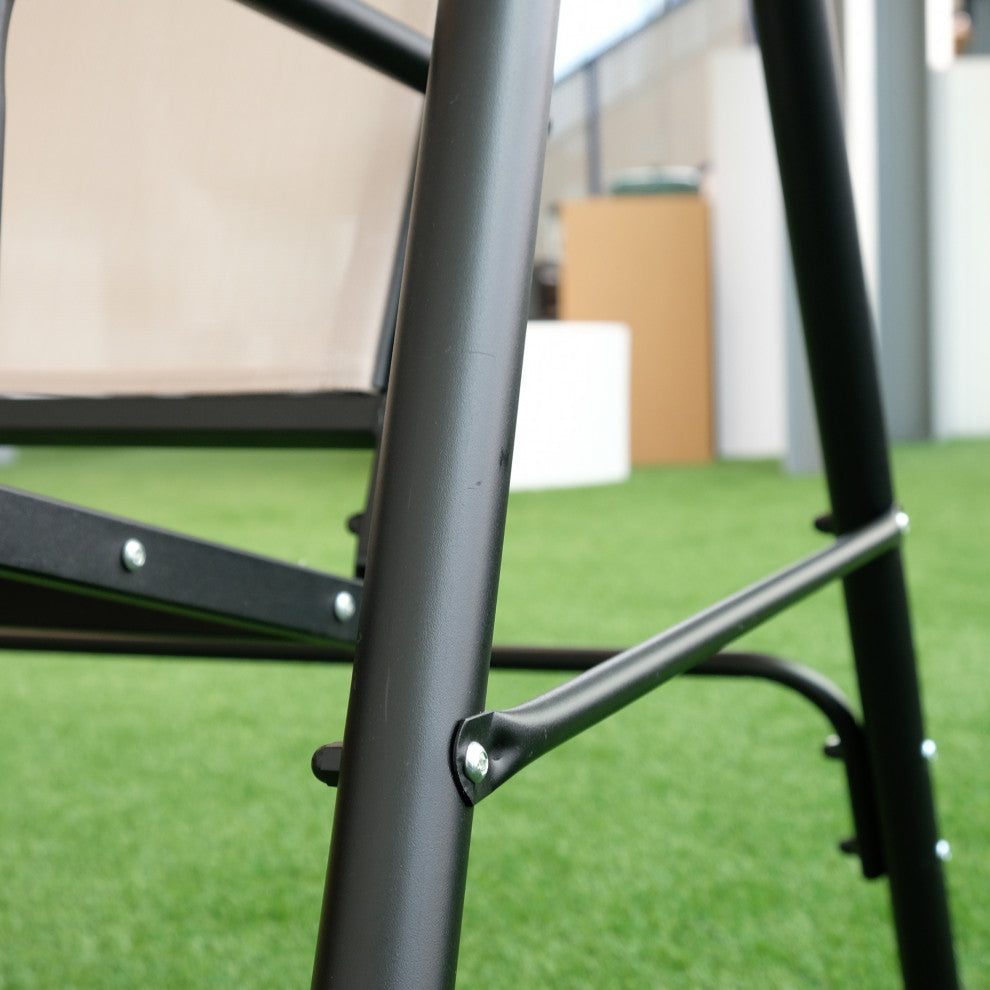 Outdoor Patio 3seater Metal Porch Swing Chair With Adjustable Canopy