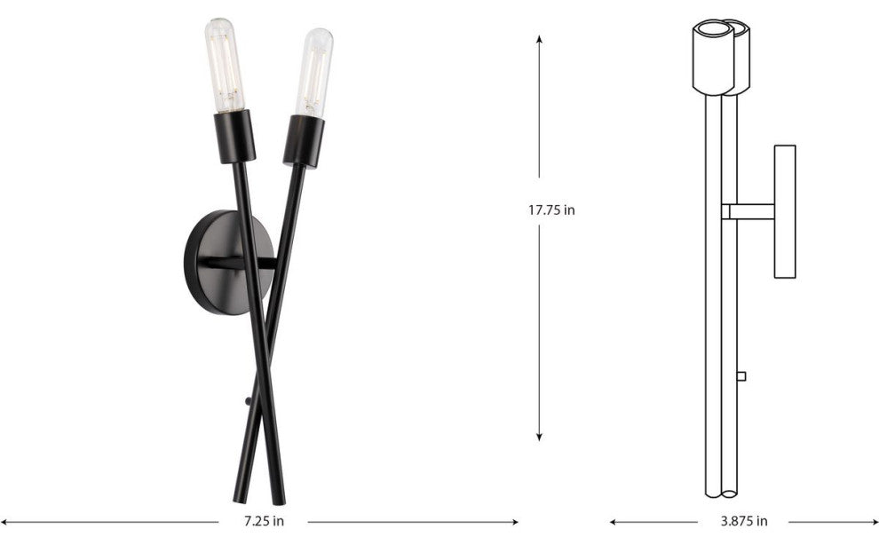 Astra Collection Two-Light 18" Matte Black Modern Wall Sconce