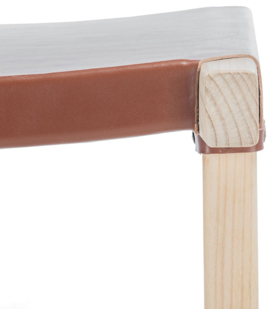 Safavieh Aariz Rectangle Barstool, Cognac/Natural
