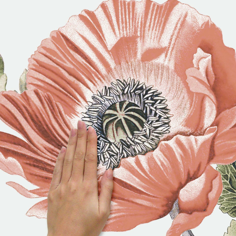 Vintage Poppy Floral Peel And Stick Giant Wall Decals