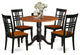 5 Pc Dining Room Set, Dining Table And 4 Dining Chairs In Black And Cherry
