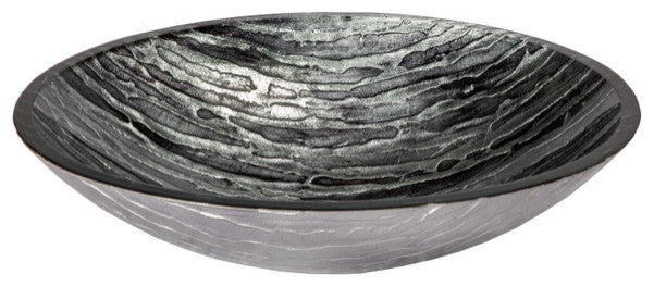 Eden Bath EB_GS64 Silver and Black Streaked Oval Glass Vessel Sink
