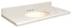Quartz 25"x19" 1 Sink Vanity Top, White Bowl, Natural White, 8" Centerset