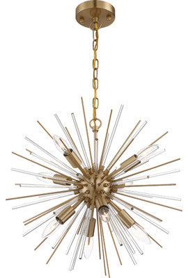 Cirrus - 8 Light Chandelier - with Glass Rods - Vintage Brass Finish