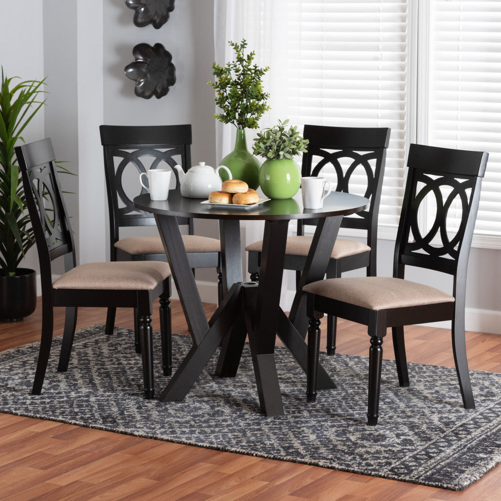 Nala 5-Piece Dining Set, Beige/Dark Brown