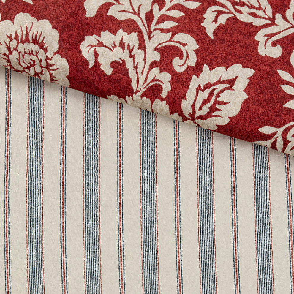 Madison Park Lucy 9 Piece Cotton Twill Reversible Comforter Set in Red