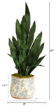 27" Sansevieria Artificial Plant, Decorative Planter