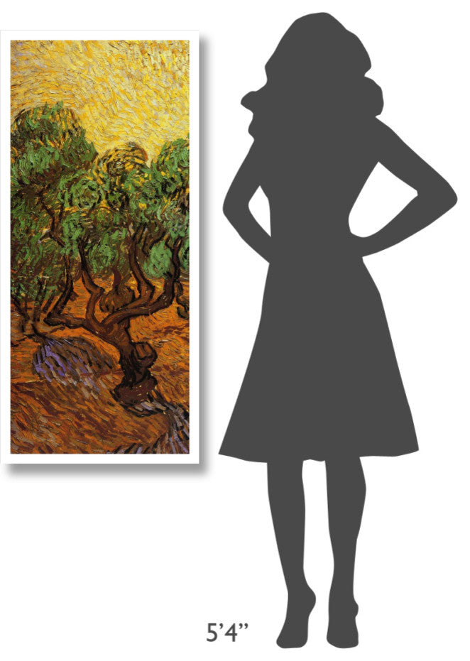 "Olive Trees With Yellow Sky And Sun (left)" Print by Vincent van Gogh, 21"x46"