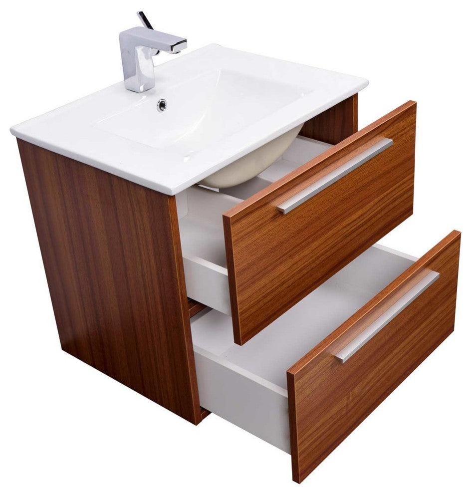Nola 24.25" Wall-Mount Modern Bath Vanity Teak TN-T600C-TK