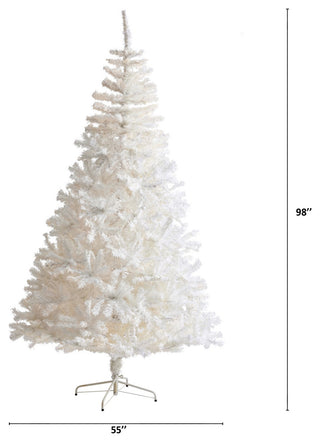 8' White Artificial Christmas Tree With 1500 Bendable Branches