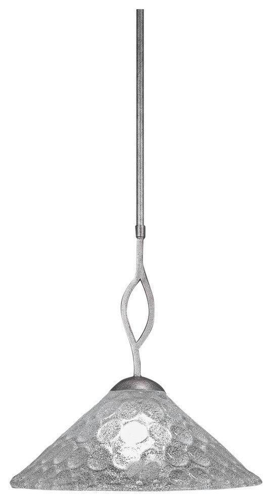 Revo Pendant In Aged Silver, 16" Italian Bubble Glass