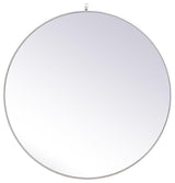 Elegant Decor Eternity 45" Round Mid Century Metal Frame Hooked Mirror in Silver