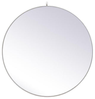 Elegant Decor Eternity 45" Round Mid Century Metal Frame Hooked Mirror in Silver