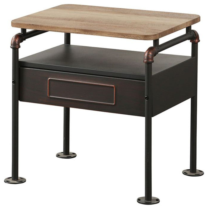 Acme Nicipolis Nightstand Antique Oak and Sandy Gray