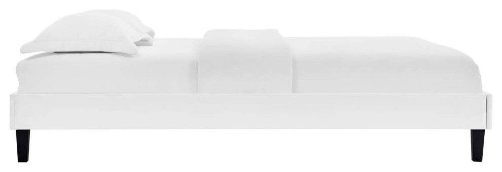 Reign King Performance Velvet Platform Bed Frame-White