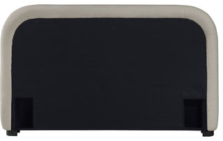 Vaughn Bed, Beige, Full, Chenille Fabric, Black Finish