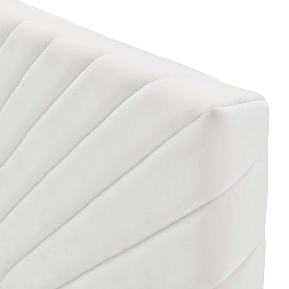 Tufted Headboard, Twin Size, Velvet, White, Modern Contemporary, Bedroom Master