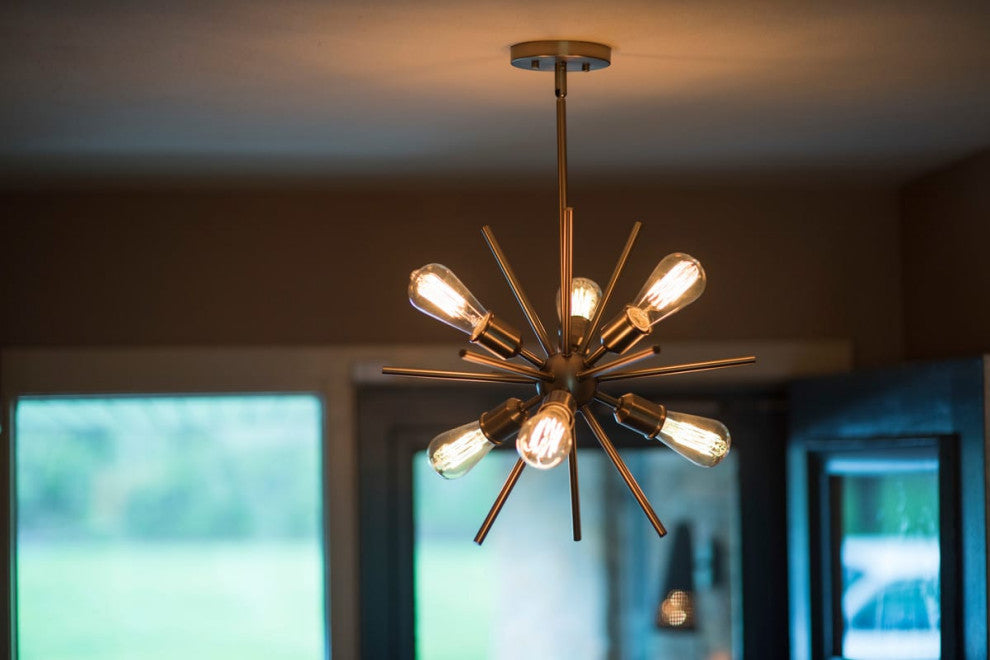 Vaxcel Estelle 6-Light Pendant, Natural Brass