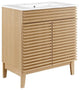 Modway Render 30" Particleboard Bathroom Vanity Cabinet in Oak/White