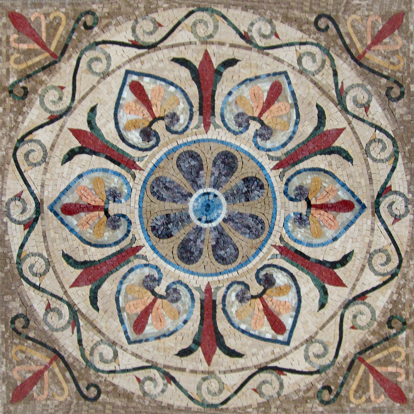 Arabesque Floral Mosaic - Yanu, 35"x35"