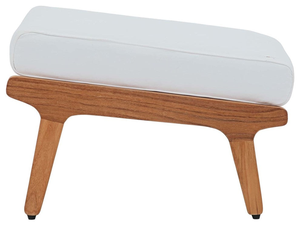 Saratoga Outdoor Patio Teak Ottoman, Natural White