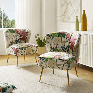 Accent Side Chair With Tufted Back, Ivory