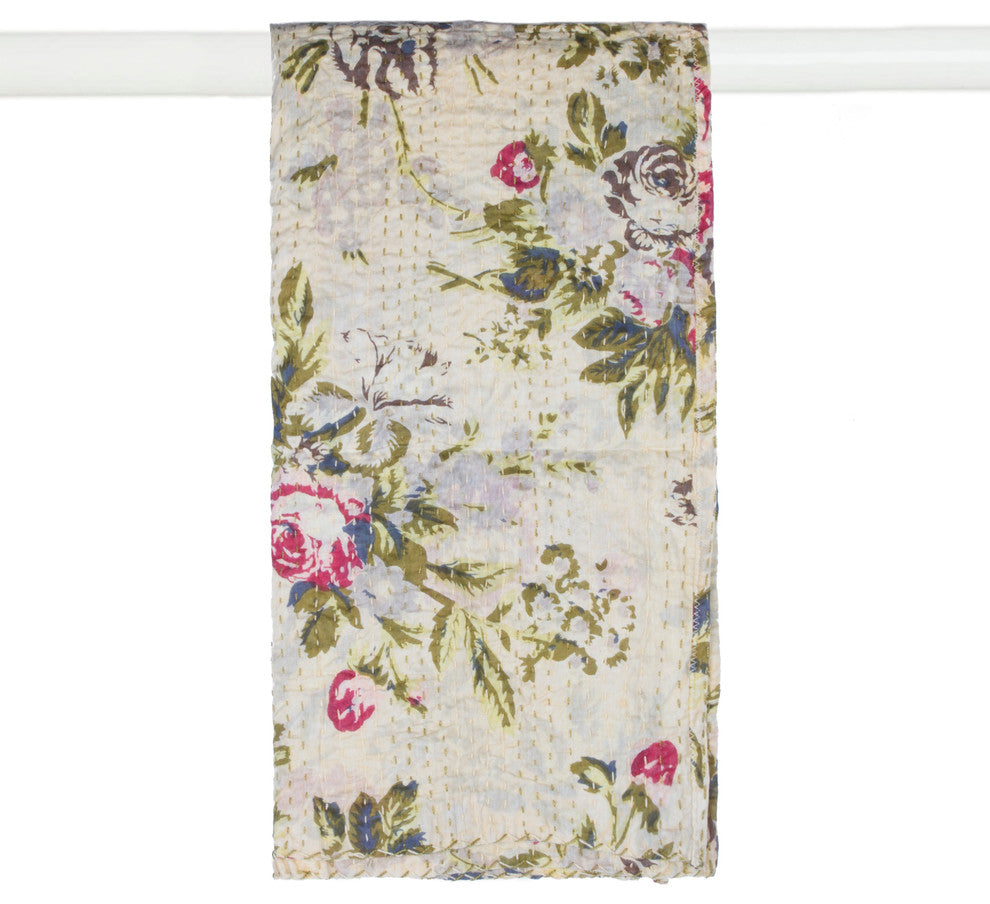 Kantha Cotton Bed Runner, 18"x72"