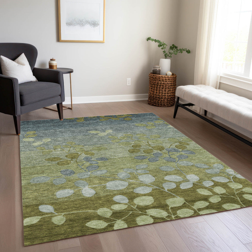 Machine Washable Indoor/Outdoor Chantille ACN1900 Olive 2'6" x 3'10" Rug