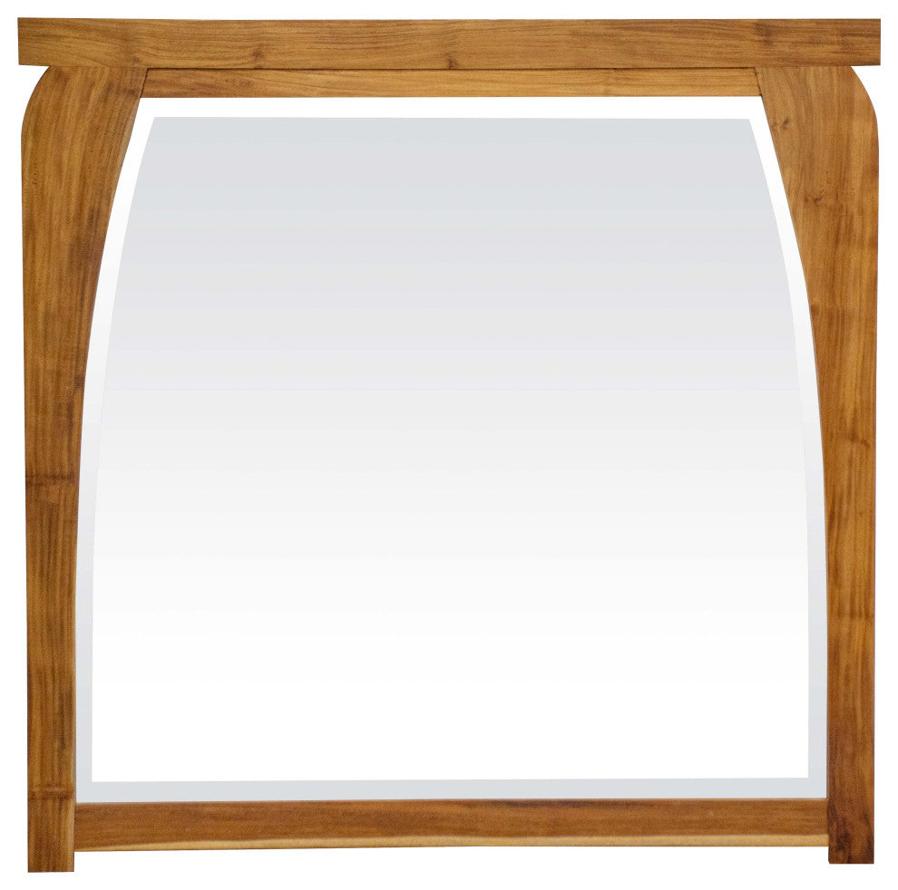 EcoDecors Tranquility 36" x 35" Teak Wall Mirror in Natural