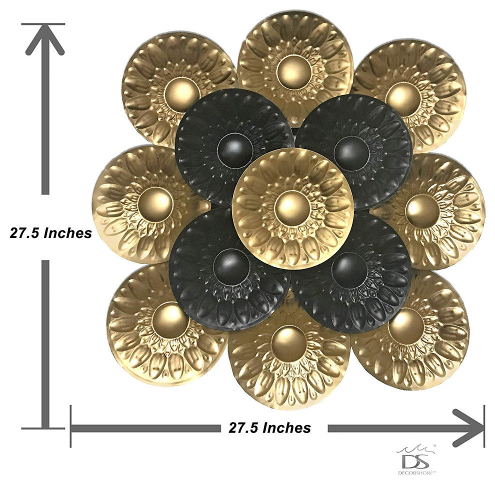 DecorShore Black Gold Abstract Metal Decorative Wall Art
