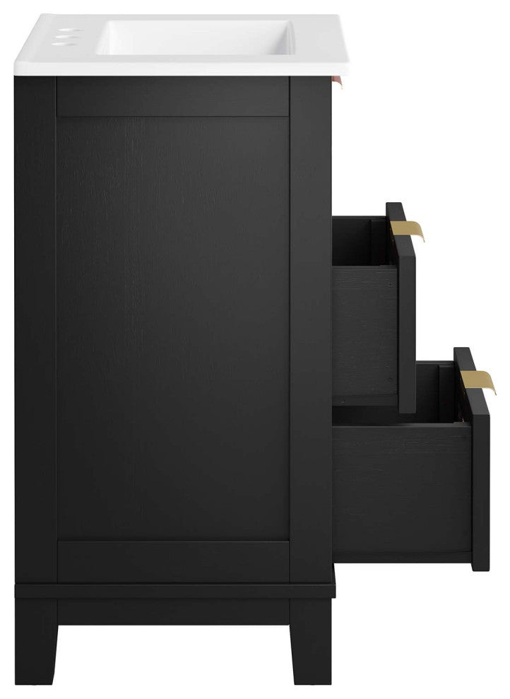 Dixie 24" Solid Wood Bathroom Vanity, Black White