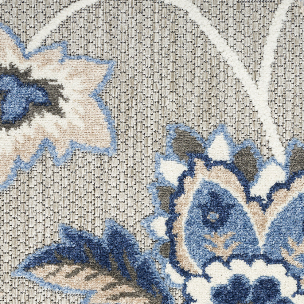 Nourison Aloha 7'10" Round Blue Grey Contemporary Area Rug