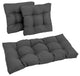 Squared Solid Spun Polyester Tufted Settee Cushions, Set of 3, Cool Gray