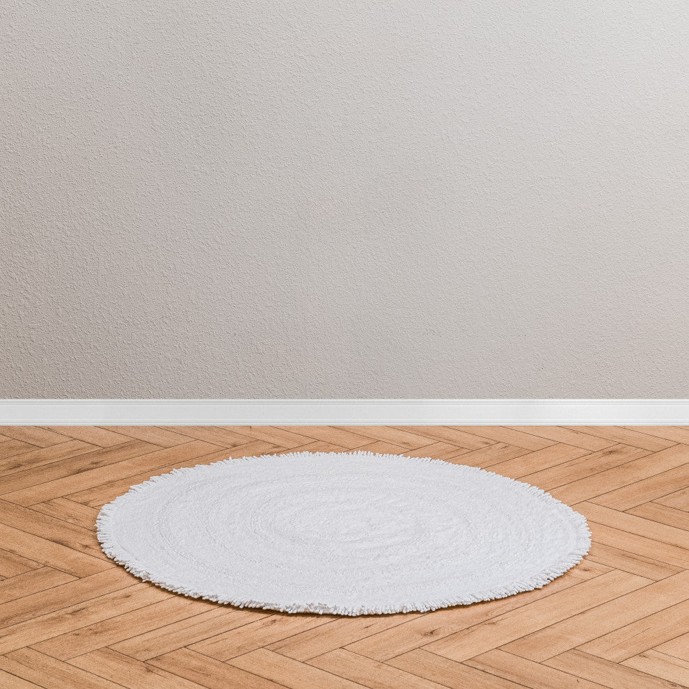 Hartley Machine Tufted Bath Mat, White, 36"x36"