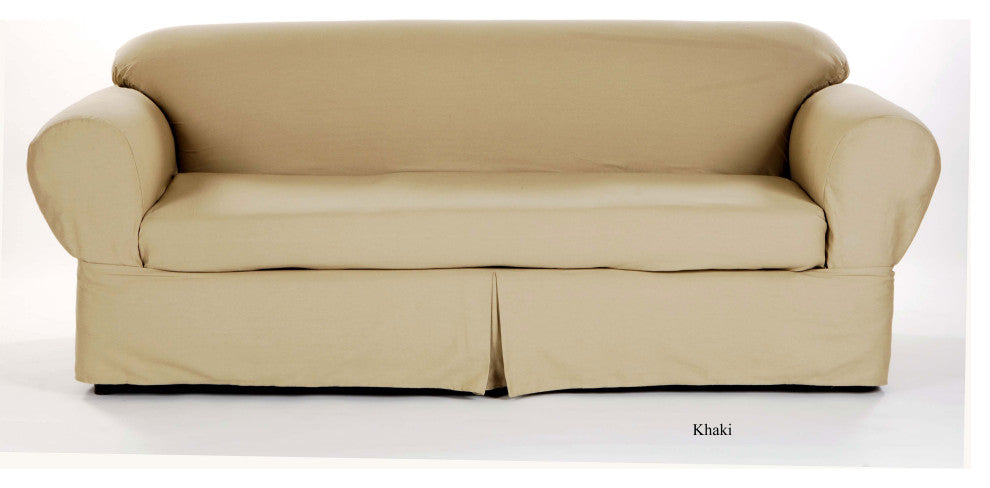 Classic Slipcover 2-Piece Twill Sofa Slipcover, Khaki